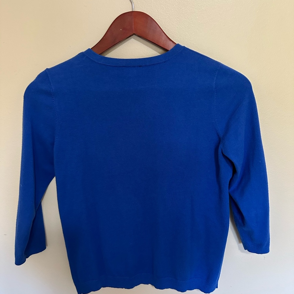 Talbots Cobalt Blue Button-Front Women's Cardigan - Picture 3 of 3